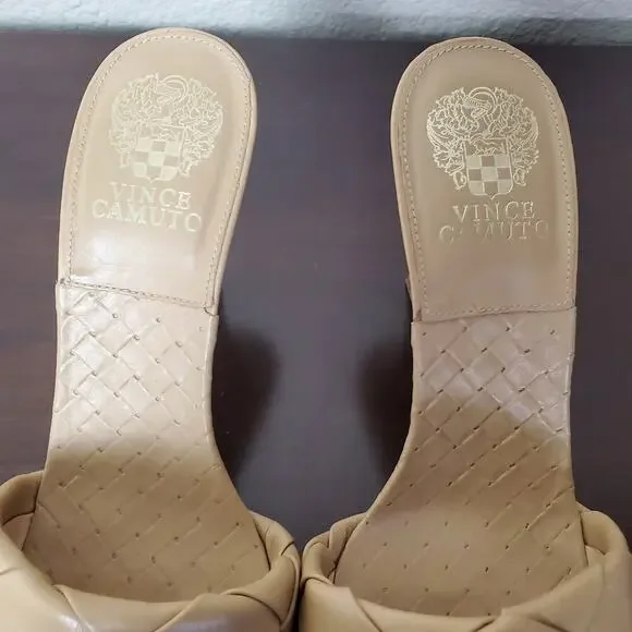 Vince Camuto VC-Berry Nude Braided Leather Heels - Size 9.5 Quiet Luxury - Picture 2 of 9